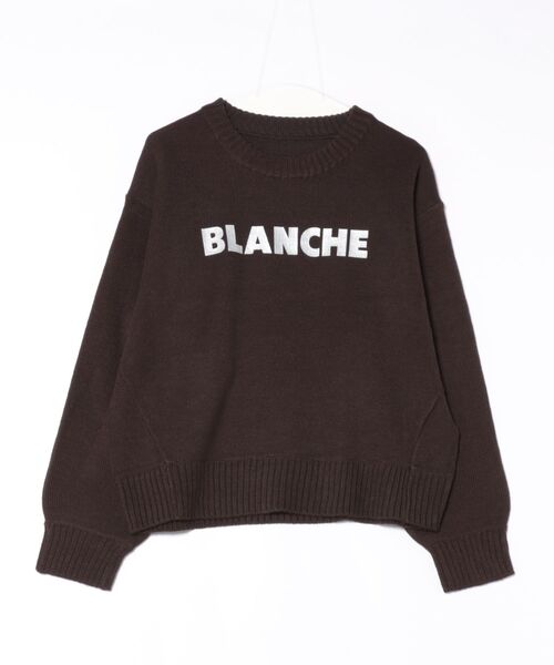 STYLEBLOCK（スタイルブロック）の「バルキーグリッターロゴプリントニットプルオーバー（ニット/セーター・レディース・ホワイト/ブラウン/ブラック・M）」の3枚目の写真