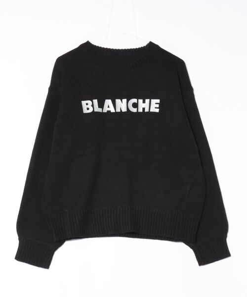 STYLEBLOCK（スタイルブロック）の「バルキーグリッターロゴプリントニットプルオーバー（ニット/セーター・レディース・ホワイト/ブラウン/ブラック・M）」の4枚目の写真