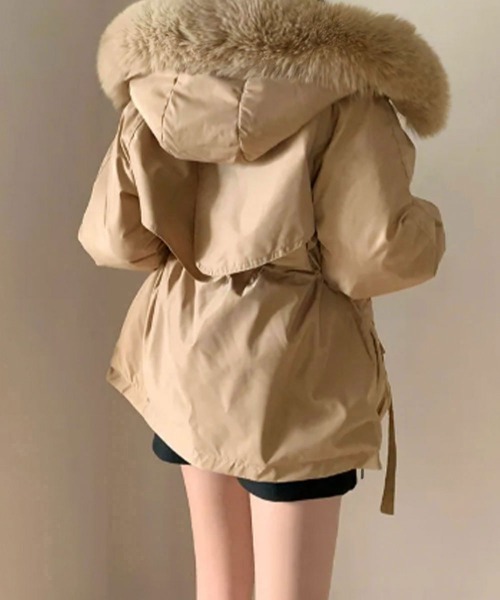 美品♡ BEIGE, ショート丈ダウンコート　金ジップ　　フード　Wジップ 楽天市場】ダウン ゴールドジッパー（レディースファッション）の通販