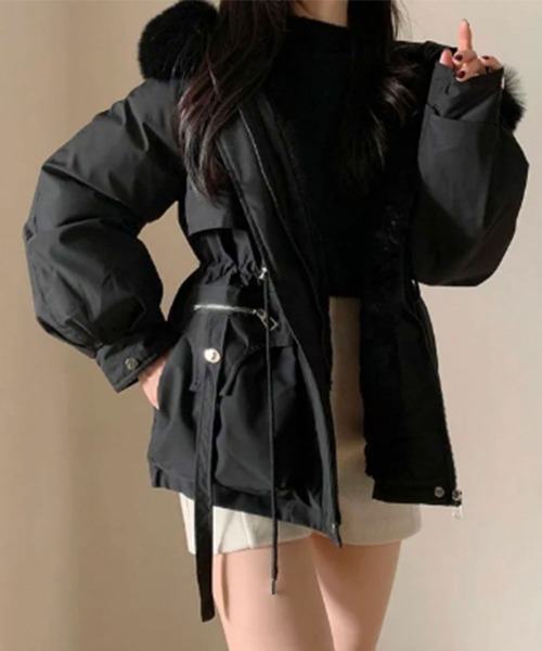 フォックスファー ラビットファーコート ダウンジャケット リバーシブル ドロスト セール】ファー付 ドロスト ダウンジャケット（ダウンジャケット