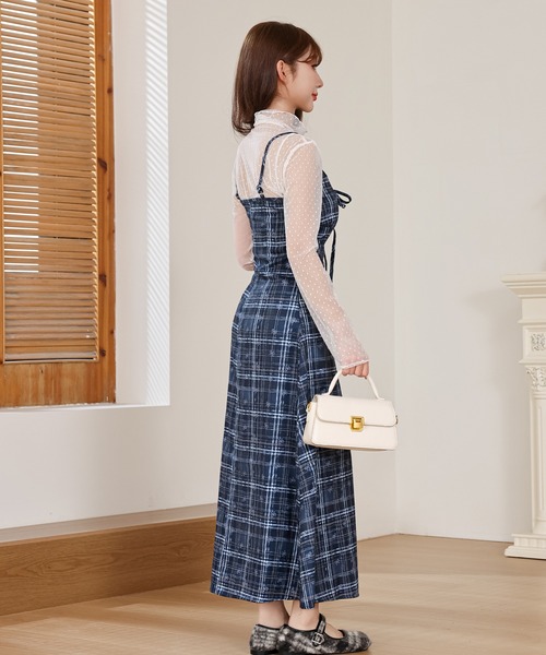 Lace Ladies(レースレディース)の「ドット柄 シアー ハイネック 裾フリル トップス(その他トップス・レディース・アイボリー/ブラック・FREE)」の4枚目の写真
