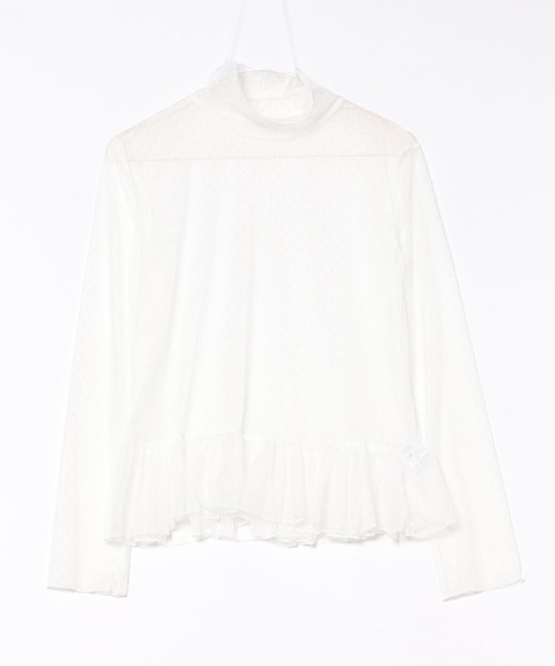 Lace Ladies(レースレディース)の「ドット柄 シアー ハイネック 裾フリル トップス(その他トップス・レディース・アイボリー/ブラック・FREE)」の16枚目の写真