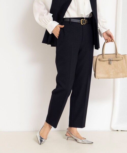 NOLLEY’S（ノーリーズ）の「《セットアップ対応》ウォッシャブルサージストレッチストレートパンツ（その他パンツ・レディース・グレイッシュベージュ/ネイビー/オフホワイト・34/36/38/40）」の8枚目の写真