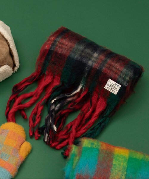 BREEZE（ブリーズ）の「シャギーチェックマフラー（マフラー・キッズ・イエロー/レッド・140）」の2枚目の写真