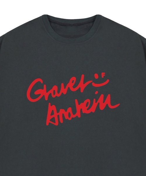 GRAVER（グレーバー）の「[UNISEX]図面ロゴスマイルバンファルティ_チャコール（Tシャツ/カットソー・レディース・チャコールグレー・SMALL/LARGE）」の3枚目の写真
