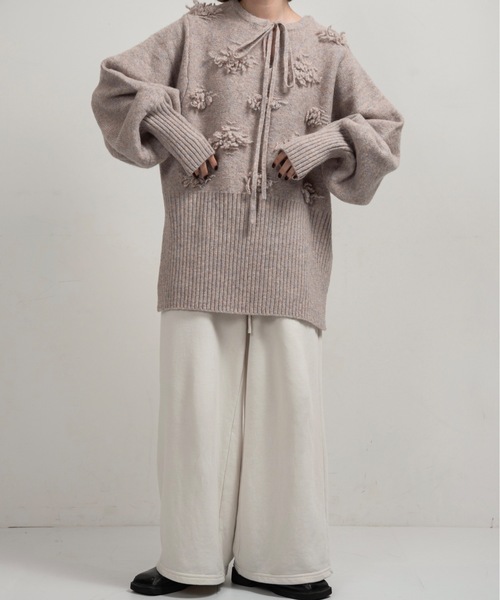 lawgy（ラウジー）の「string neck 2way fringe knit / ストリングネック2wayフリンジニット（ニット/セーター・レディース・ホワイト/ベージュ系/ピンク系・FREE）」の13枚目の写真