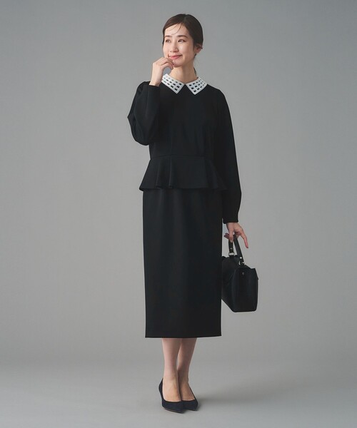 UNITED ARROWS（ユナイテッドアローズ）の「SPONGY ペプラム ワンピース（ワンピース・レディース・ブラック/ネイビー・38/36）」の4枚目の写真