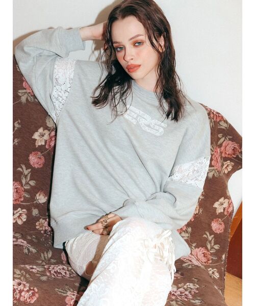 EVRIS（エヴリス）の「レースEmbroideryスウェットトップス（スウェット・レディース・チャコールグレー/グレー/ブラック・FREE）」の4枚目の写真