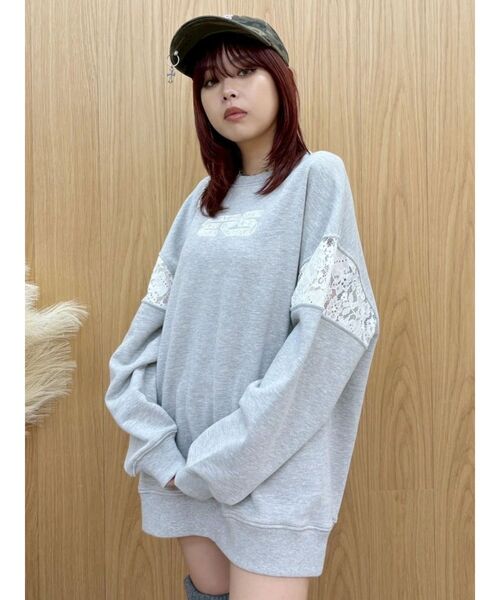 EVRIS（エヴリス）の「レースEmbroideryスウェットトップス（スウェット・レディース・チャコールグレー/グレー/ブラック・FREE）」の12枚目の写真