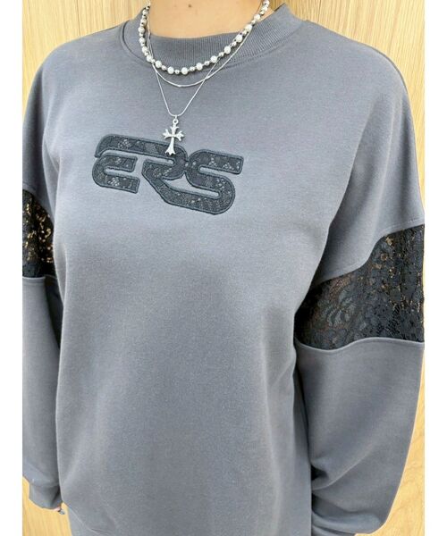 EVRIS（エヴリス）の「レースEmbroideryスウェットトップス（スウェット・レディース・チャコールグレー/グレー/ブラック・FREE）」の16枚目の写真