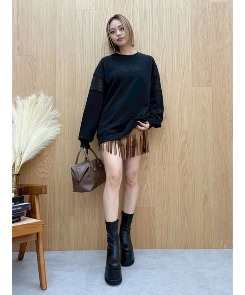 EVRIS（エヴリス）の「レースEmbroideryスウェットトップス（スウェット・レディース・チャコールグレー/グレー/ブラック・FREE）」の17枚目の写真