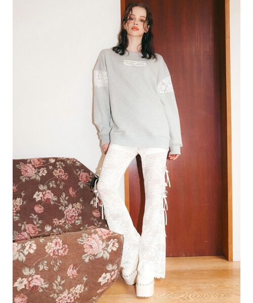 EVRIS（エヴリス）の「レースEmbroideryスウェットトップス（スウェット・レディース・チャコールグレー/グレー/ブラック・FREE）」の15枚目の写真