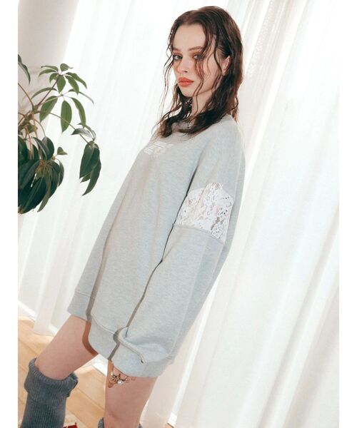 EVRIS（エヴリス）の「レースEmbroideryスウェットトップス（スウェット・レディース・チャコールグレー/グレー/ブラック・FREE）」の22枚目の写真