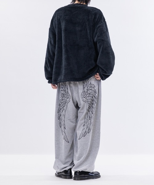 JOHN'S CLOSET（ジョンズクローゼット）の「【13】エンジェルプリント ラインストーン ワイドスウェットパンツ（スウェットパンツ・メンズ・ブラック/杢グレー/ホワイト・MEDIUM/LARGE）」の12枚目の写真