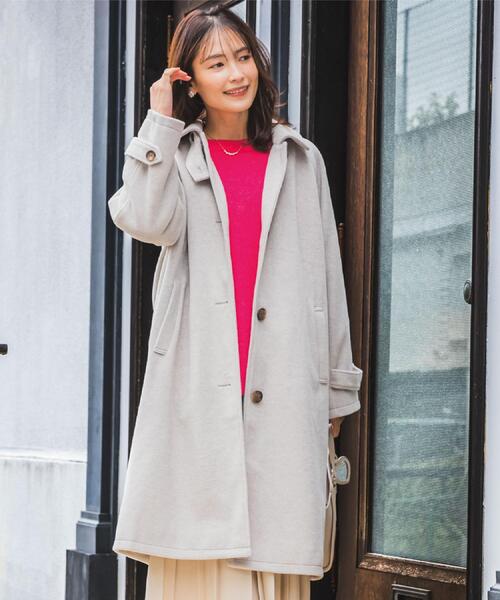 ITS'DEMO（イッツデモ）の「モッサ風ロングコート（ステンカラーコート・レディース・グレー/ブラック/ベージュ・00）」の4枚目の写真