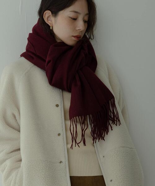 URBAN RESEARCH Sonny Label（アーバンリサーチサニーレーベル）の「大判ウールストール（マフラー・レディース・ボルドー/ライトグレー/チャコールグレー/ベージュ・ONE）」の4枚目の写真