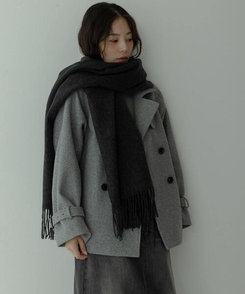 URBAN RESEARCH Sonny Label（アーバンリサーチサニーレーベル）の「大判ウールストール（マフラー・レディース・ボルドー/ライトグレー/チャコールグレー/ベージュ・ONE）」の10枚目の写真