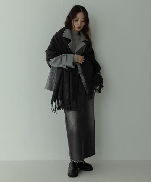 URBAN RESEARCH Sonny Label（アーバンリサーチサニーレーベル）の「大判ウールストール（マフラー・レディース・ボルドー/ライトグレー/チャコールグレー/ベージュ・ONE）」の12枚目の写真