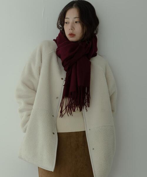 URBAN RESEARCH Sonny Label（アーバンリサーチサニーレーベル）の「大判ウールストール（マフラー・レディース・ボルドー/ライトグレー/チャコールグレー/ベージュ・ONE）」の21枚目の写真