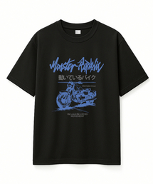 モーターサイクルヴィンテージブルーTシャツブラック_8133
