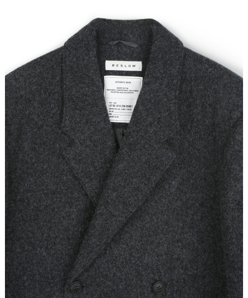 BESLOW（ビースロー）の「DOUBLE BREASTED ALPACA MAXI COAT MELANGE CHARCOAL（チェスターコート・メンズ・その他・SMALL/MEDIUM/LARGE/X-LARGE）」の2枚目の写真