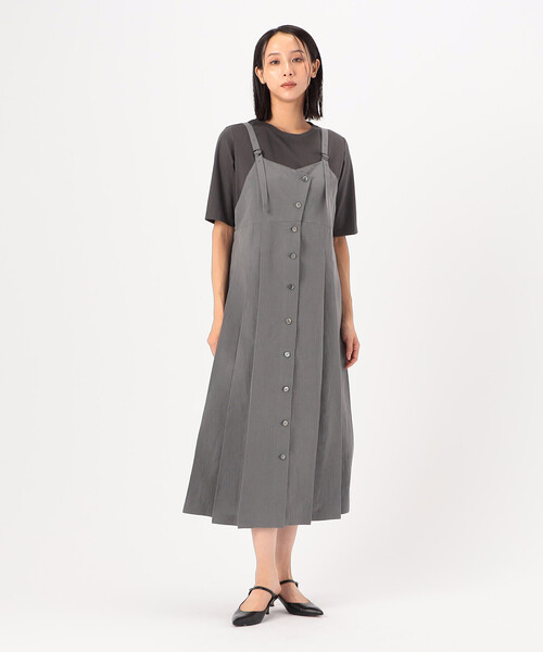 Gabardine K.T(ギャバジンケーティー)の「〔 +サイズ 〕 コットン和紙ギャバ ジャンパースカート(ジャンパースカート・レディース・グレー/カーキ/ネイビー・15号)」の2枚目の写真