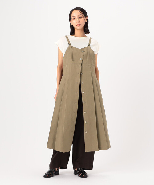 Gabardine K.T(ギャバジンケーティー)の「〔 +サイズ 〕 コットン和紙ギャバ ジャンパースカート(ジャンパースカート・レディース・グレー/カーキ/ネイビー・15号)」の3枚目の写真