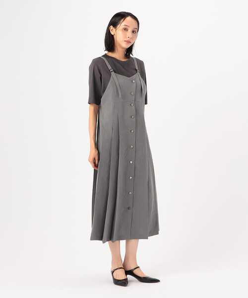 Gabardine K.T(ギャバジンケーティー)の「〔 +サイズ 〕 コットン和紙ギャバ ジャンパースカート(ジャンパースカート・レディース・グレー/カーキ/ネイビー・15号)」の4枚目の写真