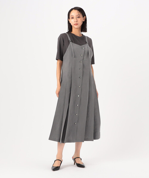 Gabardine K.T(ギャバジンケーティー)の「〔 +サイズ 〕 コットン和紙ギャバ ジャンパースカート(ジャンパースカート・レディース・グレー/カーキ/ネイビー・15号)」の5枚目の写真