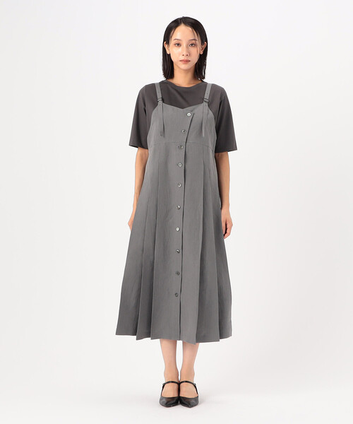 Gabardine K.T(ギャバジンケーティー)の「〔 +サイズ 〕 コットン和紙ギャバ ジャンパースカート(ジャンパースカート・レディース・グレー/カーキ/ネイビー・15号)」の7枚目の写真