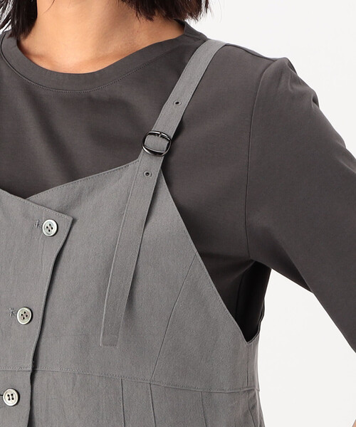 Gabardine K.T(ギャバジンケーティー)の「〔 +サイズ 〕 コットン和紙ギャバ ジャンパースカート(ジャンパースカート・レディース・グレー/カーキ/ネイビー・15号)」の11枚目の写真