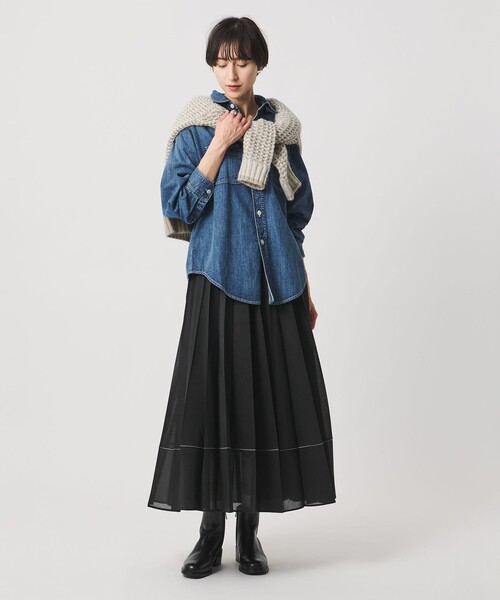 UNITED ARROWS（ユナイテッドアローズ）の「オーガンジー プリーツスカート（スカート・レディース・オフホワイト/パープル/ブラック・FREE）」の12枚目の写真