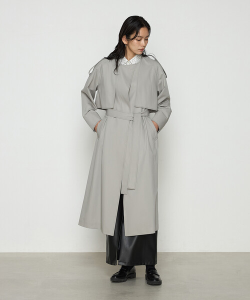 K.T KIYOKO TAKASE（キヨコタカセ）の「〔 TALLサイズ 〕 サイロフィルギャバ 3WAYトレンチコート（トレンチコート・レディース・チャコール/グレイッシュベージュ・15号）」の8枚目の写真