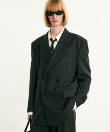 TNGT（ティーエヌジーティー）の「Virgin Wool Herringbone Double Jacket (Grey) TNJA5F101G2（テーラードジャケット）」