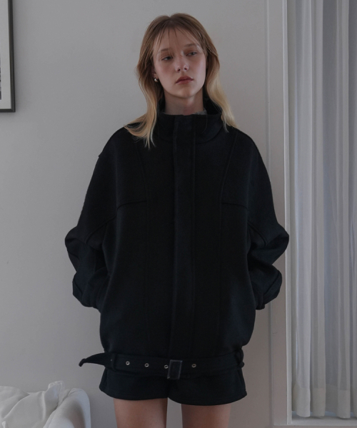 DEHEVE（デヘヴェ）の「Belted Wool Half Jacket [Black]（その他アウター・レディース・ブラック・FREE）」の2枚目の写真