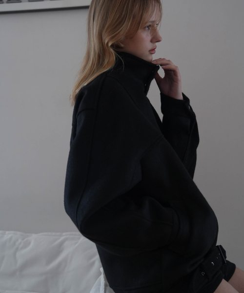 DEHEVE（デヘヴェ）の「Belted Wool Half Jacket [Black]（その他アウター・レディース・ブラック・FREE）」の5枚目の写真