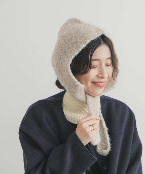 URBAN RESEARCH DOORS（アーバンリサーチドアーズ）の「ウール混ニットバラクラバ帽（ニットキャップ/ビーニー・レディース・オートミール/ダークグレー・ONE）」の3枚目の写真