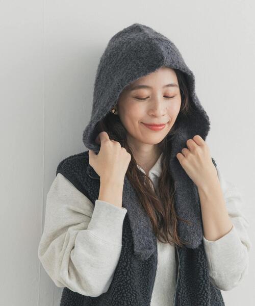 URBAN RESEARCH DOORS（アーバンリサーチドアーズ）の「ウール混ニットバラクラバ帽（ニットキャップ/ビーニー・レディース・オートミール/ダークグレー・ONE）」の11枚目の写真