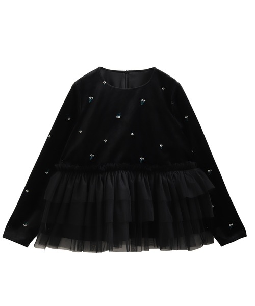 Fit more(フィットモア)の「ベロア刺繍チュールドッキングトップス(その他トップス・レディース・ブラック・FREE)」の12枚目の写真