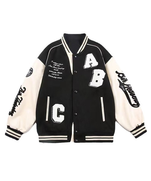 Ressaca（レサーカ）の「オーバーサイズサガラ刺繍スタジャン PUレザー切り替えブルゾン（スタジャン・メンズ・ブラック/ブラウン・L/M）」の17枚目の写真