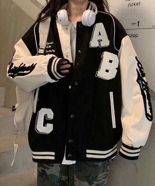 Ressaca（レサーカ）の「オーバーサイズサガラ刺繍スタジャン PUレザー切り替えブルゾン（スタジャン・メンズ・ブラック/ブラウン・L/M）」の18枚目の写真