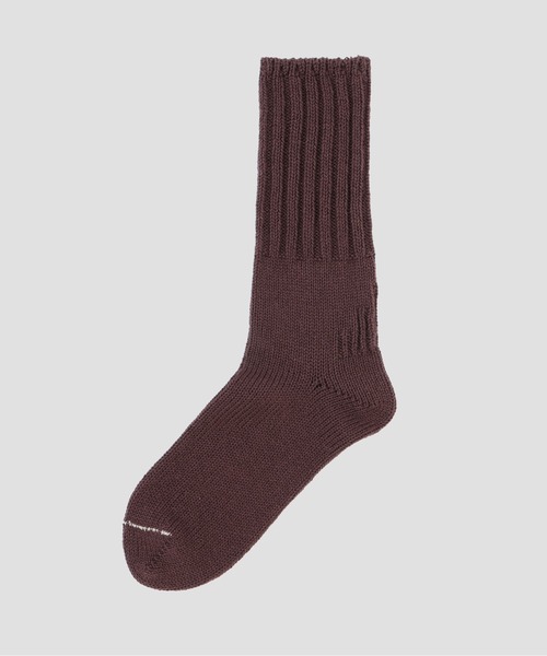 MHL.（エムエイチエル）の「RECYCLED COTTON RIB SOCKS（ソックス/靴下・レディース・イエロー系その他/ブラウン/ホワイト・FREE）」の2枚目の写真