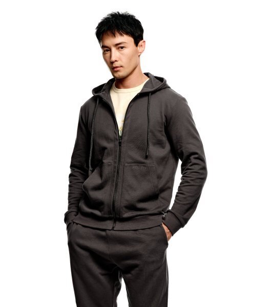 Two-Way Logo Hooded Zip-Up_Charcoal