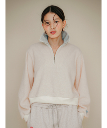 PSUCHE（プシュケ）の「CONTRAST KNIT ZIPUP_OAT BEIGE（ニット/セーター）」