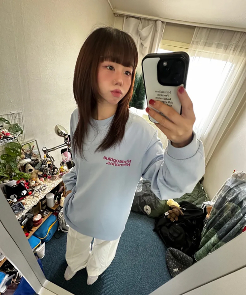 mydeepbluememories(マイディープブルーメモリーズ)の「MM SYMBOL LOGO LONG SLEEVE T(SKY)(Tシャツ/カットソー・レディース・スカイブルー・FREE)」の3枚目の写真