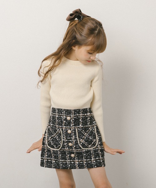 URBAN CHERRY（アーバンチェリー）の「ツイード台形スカート（スカート・キッズ・ベージュ/ブラック・110cm/120cm/130cm/140cm/150cm）」の20枚目の写真