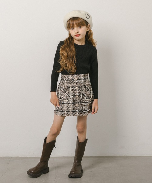 URBAN CHERRY（アーバンチェリー）の「ツイード台形スカート（スカート・キッズ・ベージュ/ブラック・110cm/120cm/130cm/140cm/150cm）」の18枚目の写真