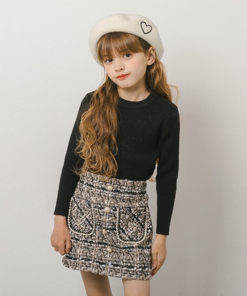 URBAN CHERRY（アーバンチェリー）の「ツイード台形スカート（スカート・キッズ・ベージュ/ブラック・110cm/120cm/130cm/140cm/150cm）」の21枚目の写真