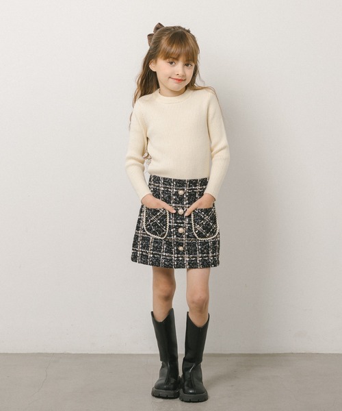 URBAN CHERRY（アーバンチェリー）の「ツイード台形スカート（スカート・キッズ・ベージュ/ブラック・110cm/120cm/130cm/140cm/150cm）」の17枚目の写真