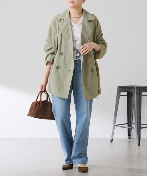 COLLAGE GALLARDAGALANTE(コラージュガリャルダガランテ)の「エアーナイロンミドルトレンチ(トレンチコート・レディース・カーキ/キャメル・FREE)」の9枚目の写真